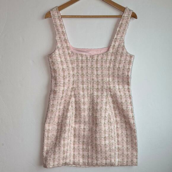 Rumored Tweed Mini Dress Pink Shimmer Size 10 New With Tags - Picture 4 of 14